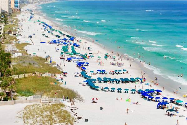 crowd on the beach in Destin
