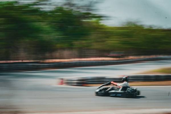 Man racing at a go kart track
